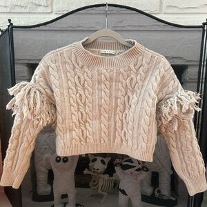 Alice + Olivia Kala Fringe Cable Knit Sweater - Size S